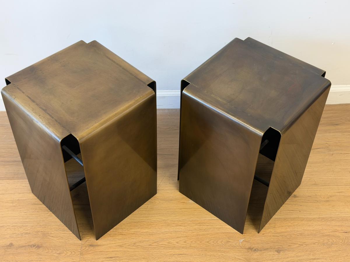 Bronze Sculptural Accent Tables, Pair