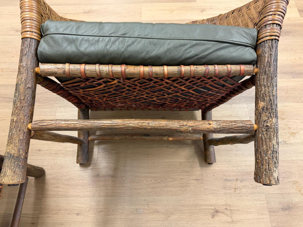 Old Hickory Captain’s Rattan Chairs, Pair