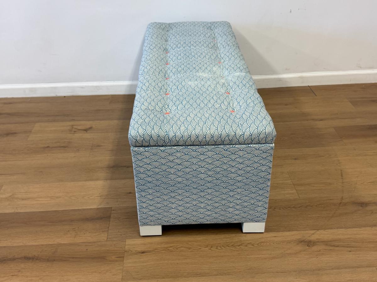 Custom Upholstered Lift Top Bench in Quadrille Lulu DK Rainbow Fabric