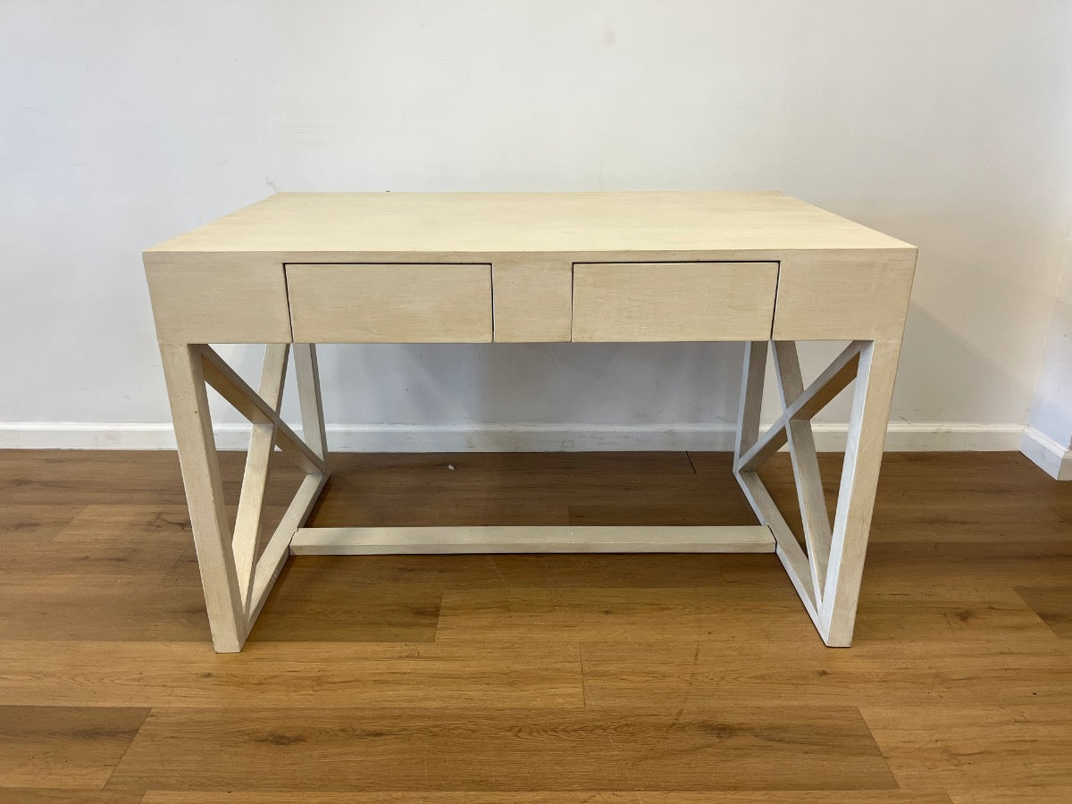 Two-Drawer White Wash Desk