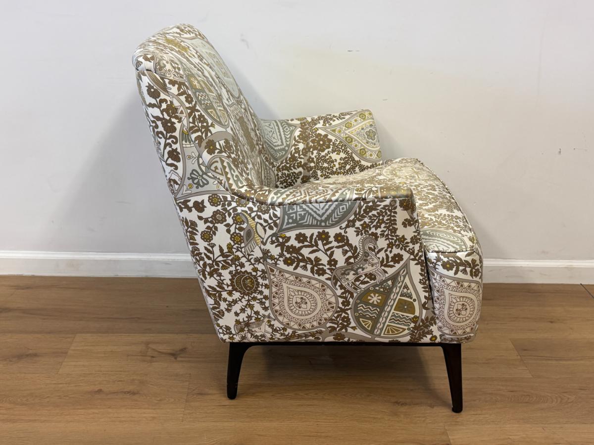 A. Rudin Club Chair in Arbre De Vie Cotton Sateen Hermes Fabric