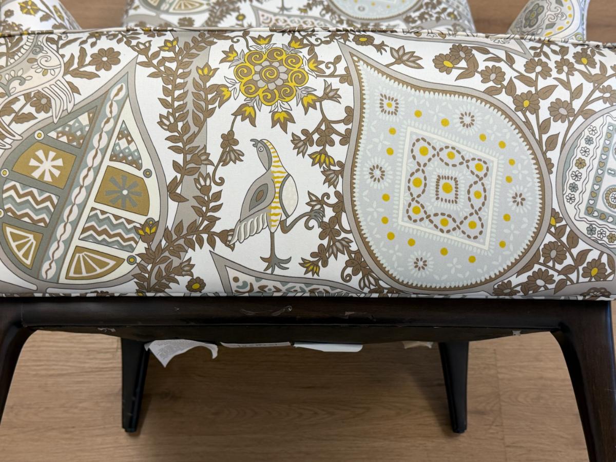 A. Rudin Club Chair in Arbre De Vie Cotton Sateen Hermes Fabric