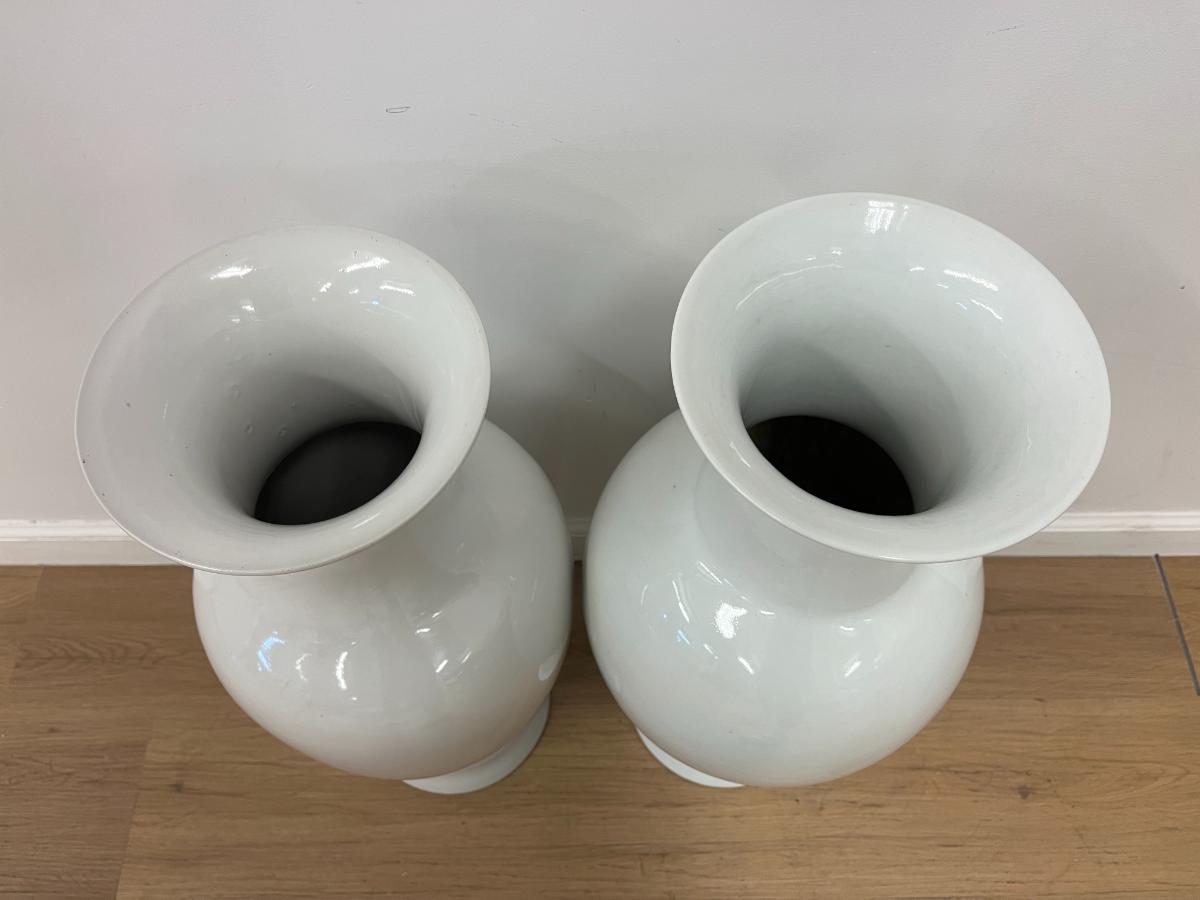 Oversized Pair of White Vases