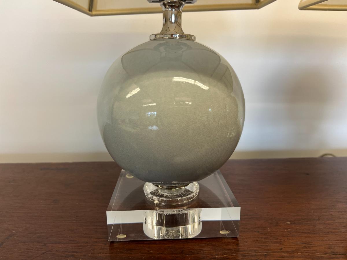 Petite Table Lamps with Paper Shades, Pair