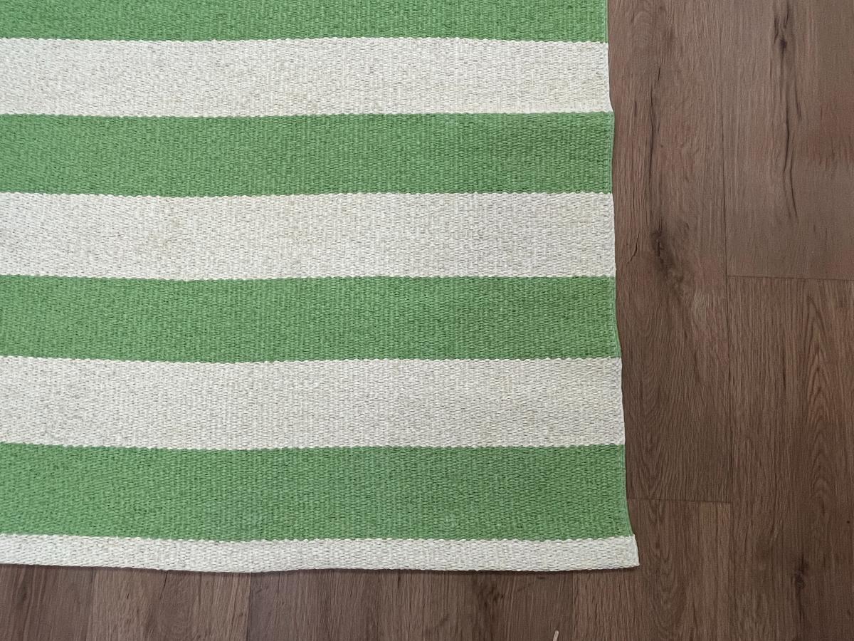 10 x 11 Green & White Striped All-Weather Rug