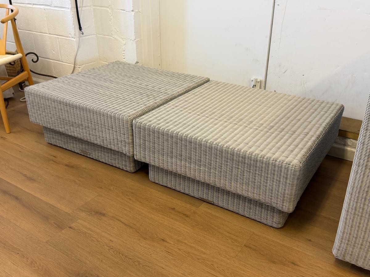 Kingsley Bate Westport Wicker Square Coffee Tables, Pair