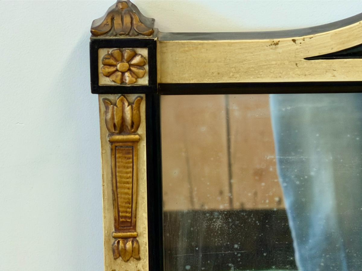 Gilded & Black Arched Mirror