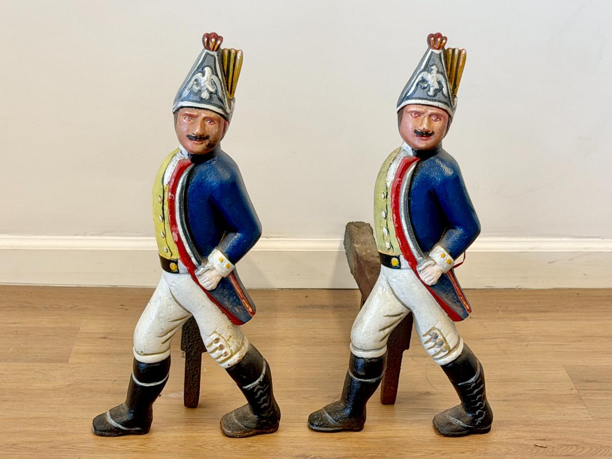 Cast Iron Hessian Soldiers Andirons