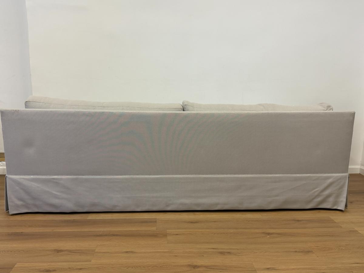 Custom Designer Track Arm Grey Skirted Sofa, 1 of 2