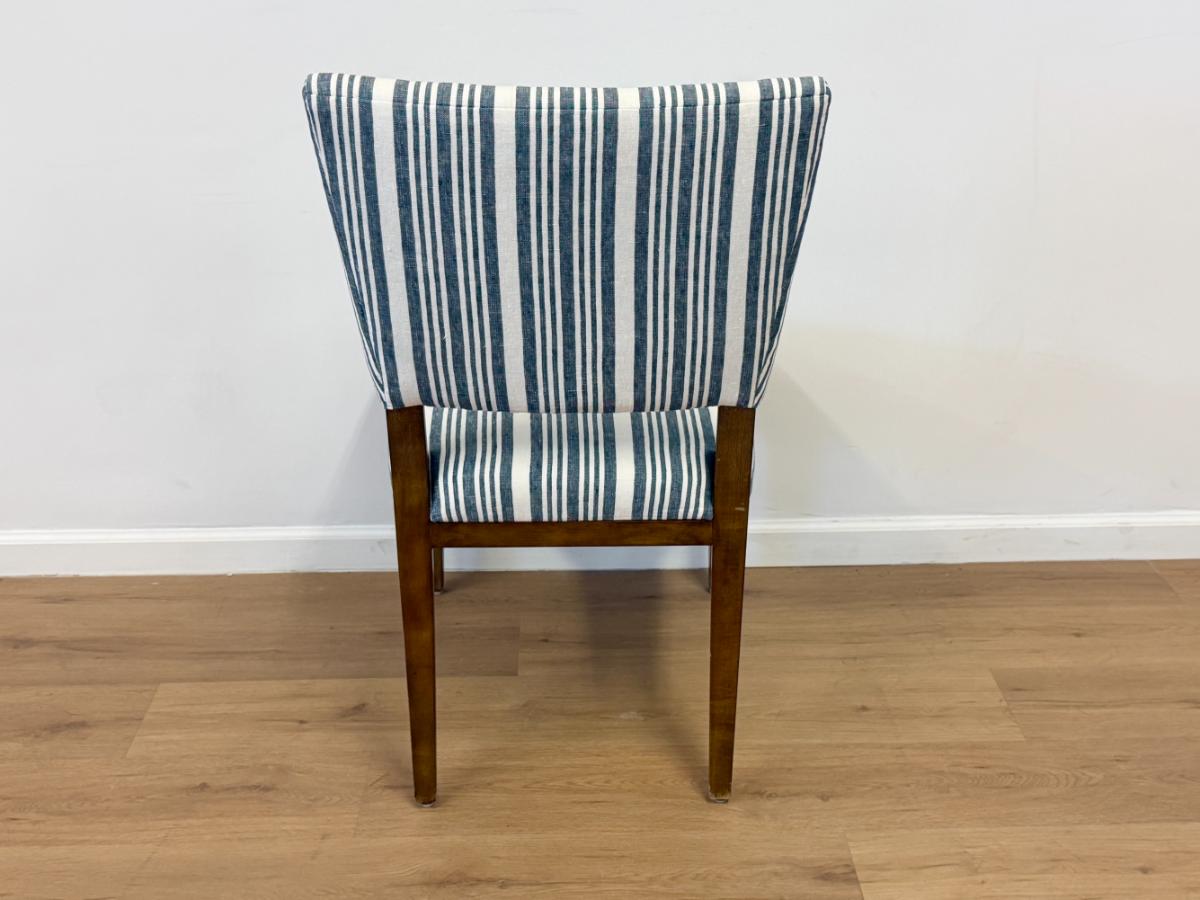 Blue and White Striped Dining Chairs, Set of 6