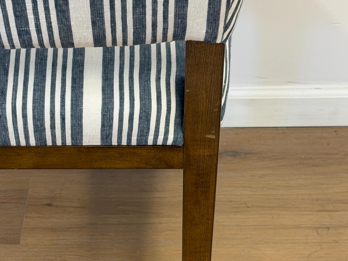 Blue and White Striped Dining Chairs, Set of 6