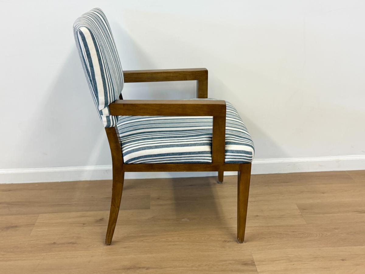Blue and White Striped Dining Chairs, Set of 6
