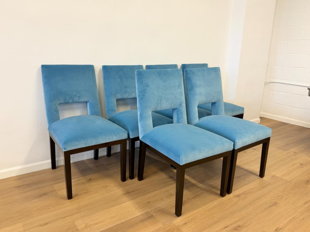 Custom Upholstered Velvet Dining Chairs, Set of 6