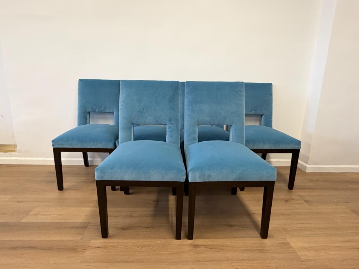 Custom Upholstered Velvet Dining Chairs, Set of 6