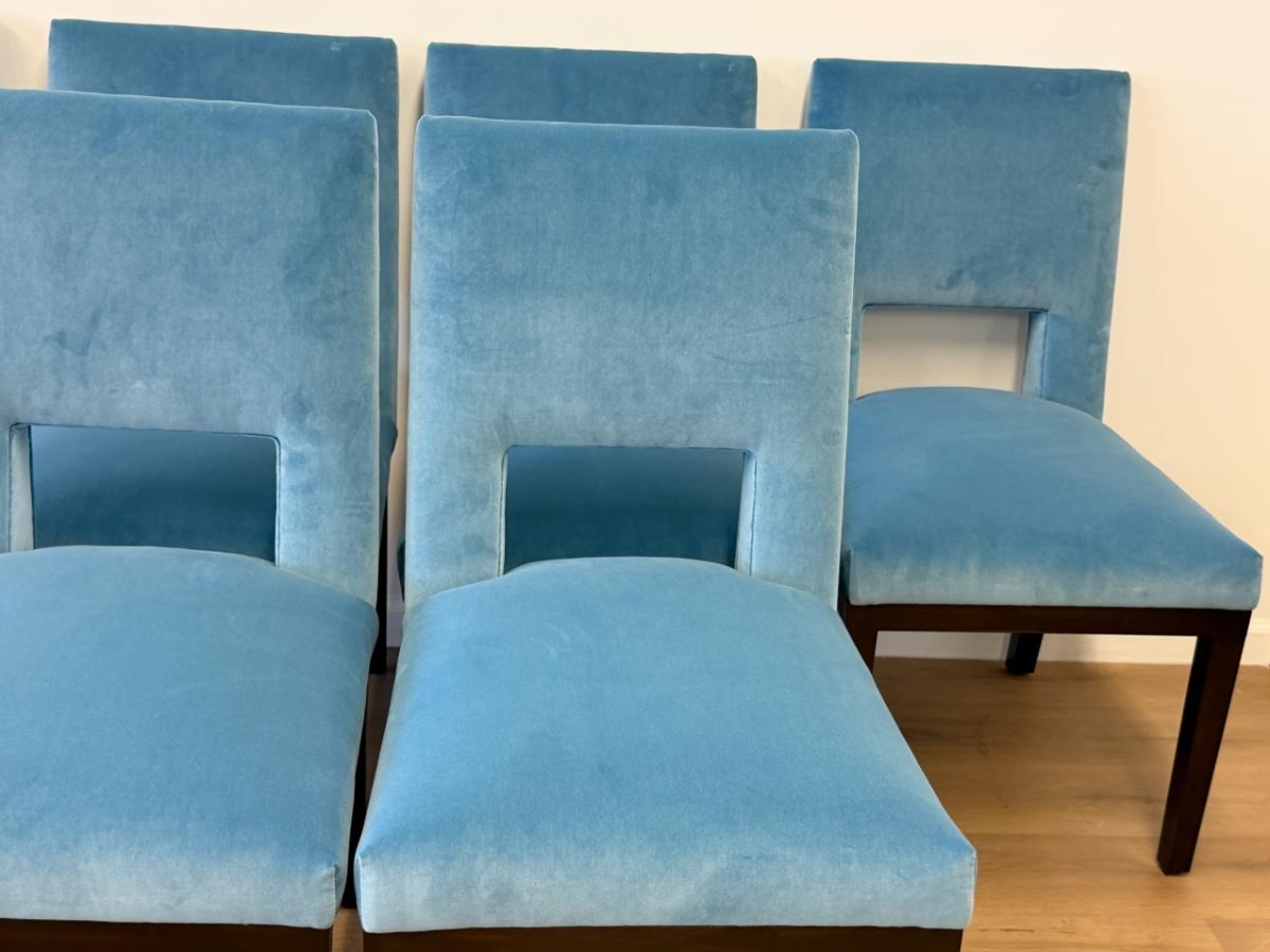 Custom Upholstered Velvet Dining Chairs, Set of 6