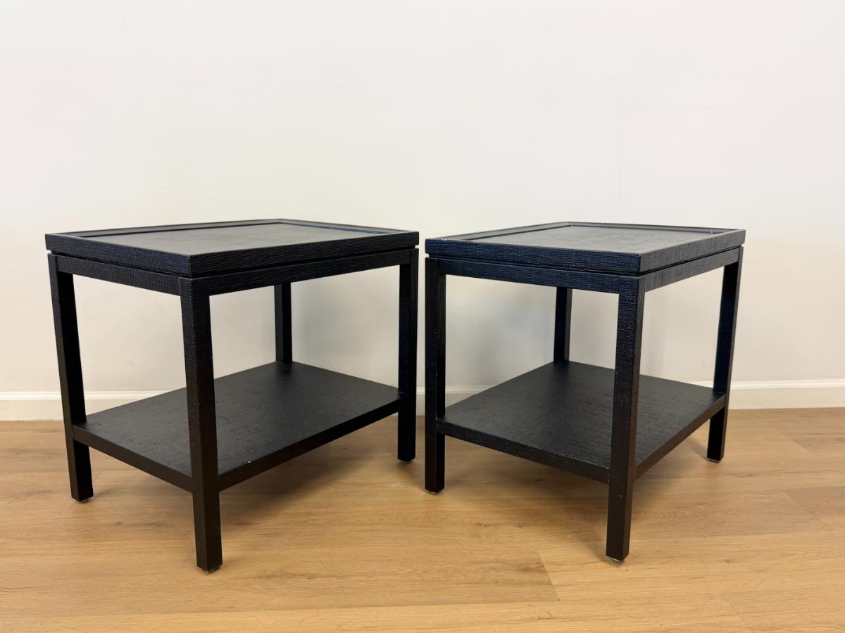 Oomph Grasscloth Side Tables, Pair