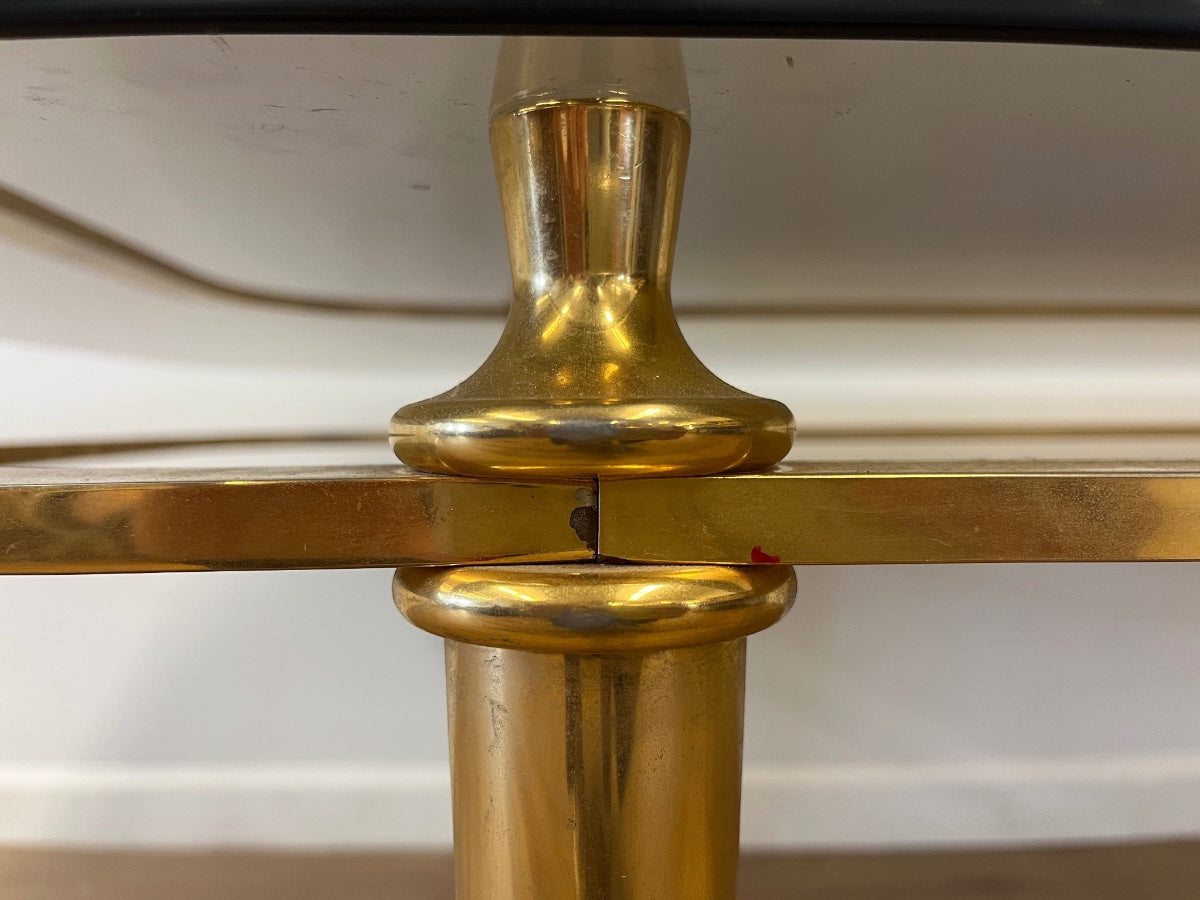 Vintage Art Deco Brass & Smoked Glass Cocktail Table