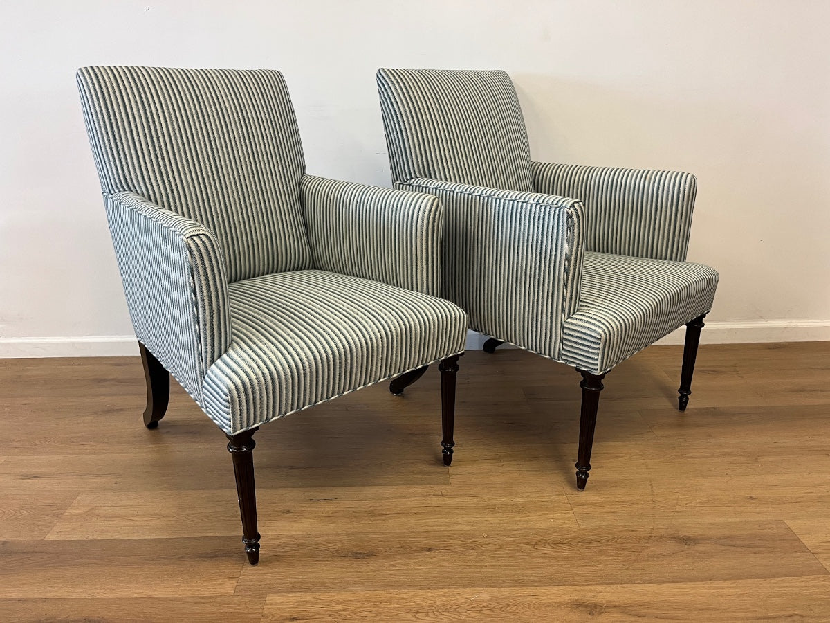 Highland House Host Chairs in Lorenzo Castillo Striped Wool, Pair