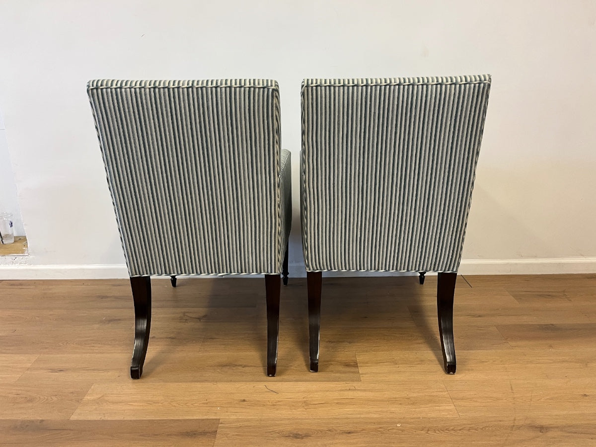 Highland House Host Chairs in Lorenzo Castillo Striped Wool, Pair