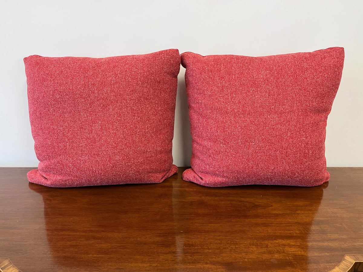 Pierre Frey Red Wool Pillows, Pair