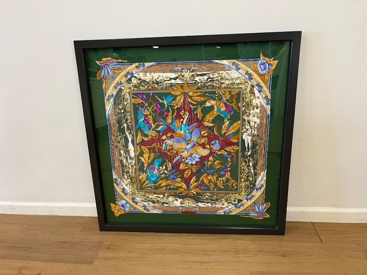 Framed Vintage Hermes Tropiques Silk Scarf