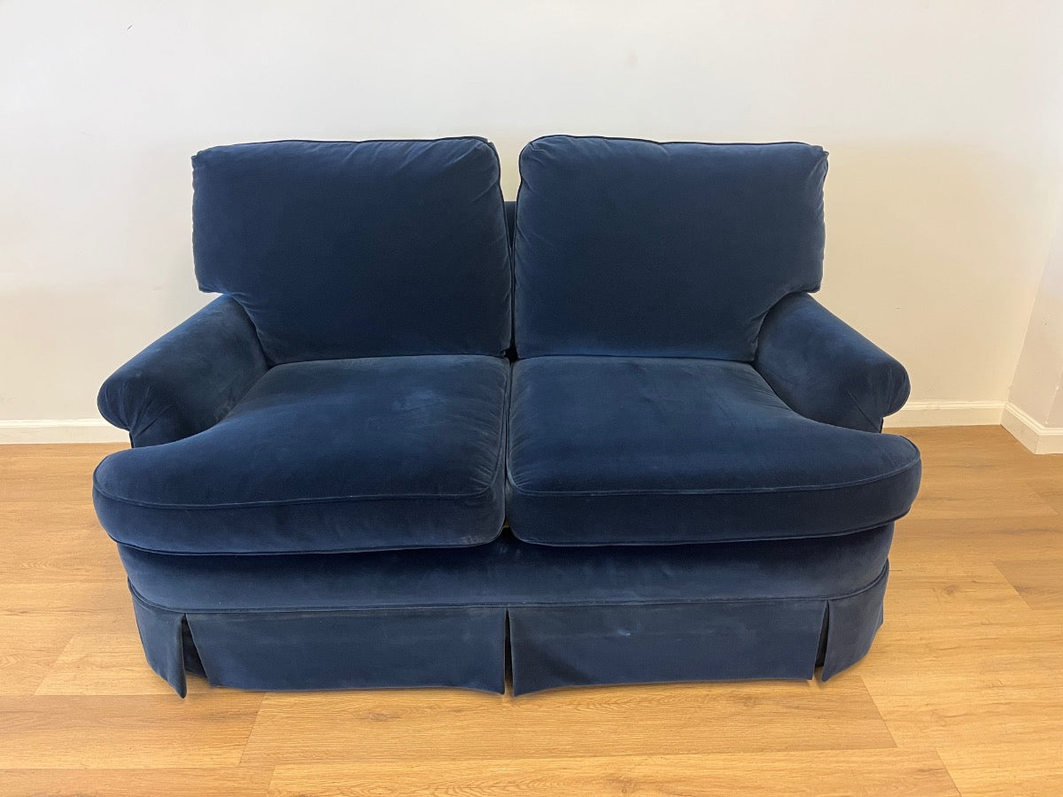 Baker Blue Velvet Loveseat, 1 of 2