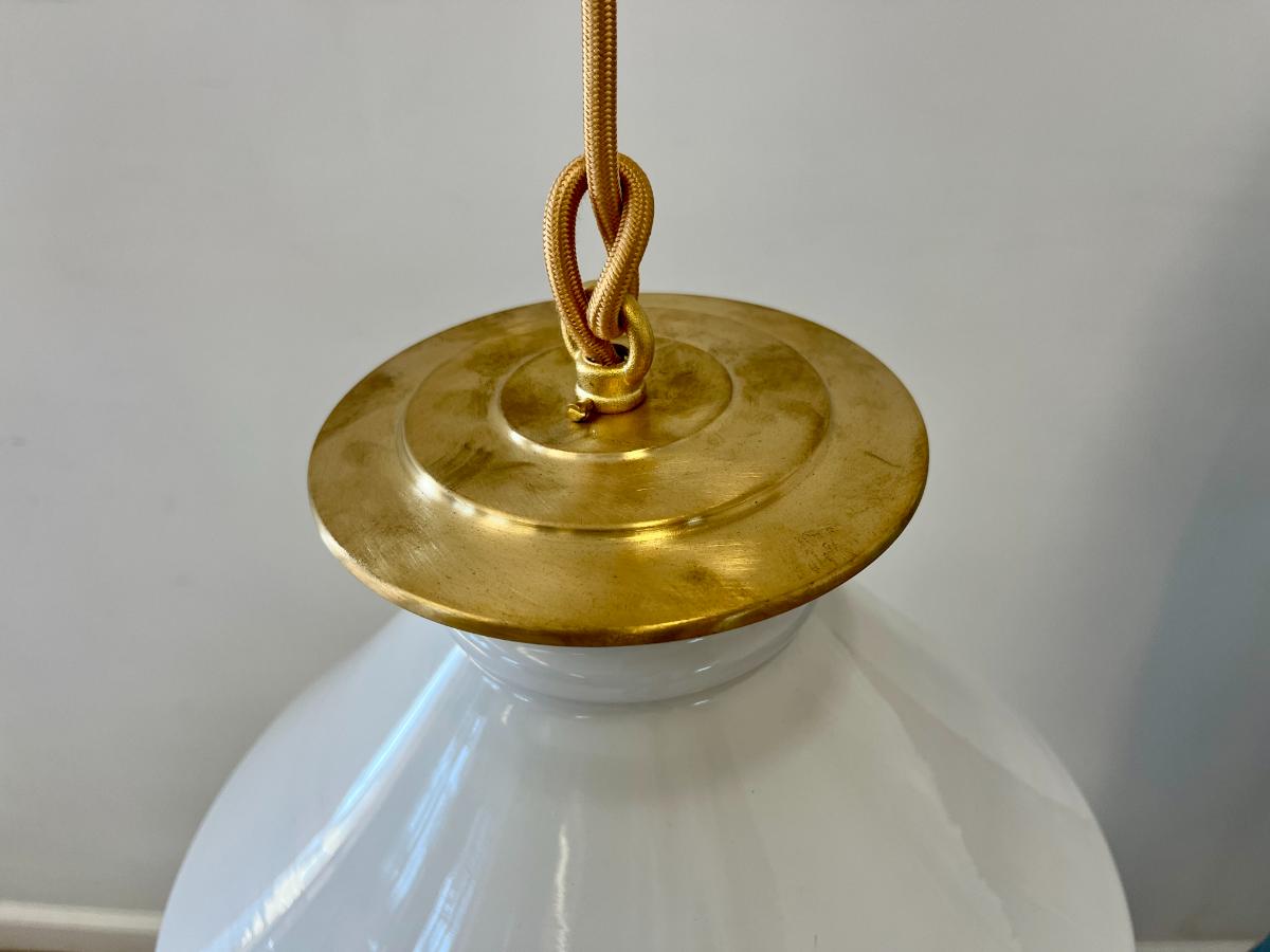 Vintage French Opaline Pendants, Pair