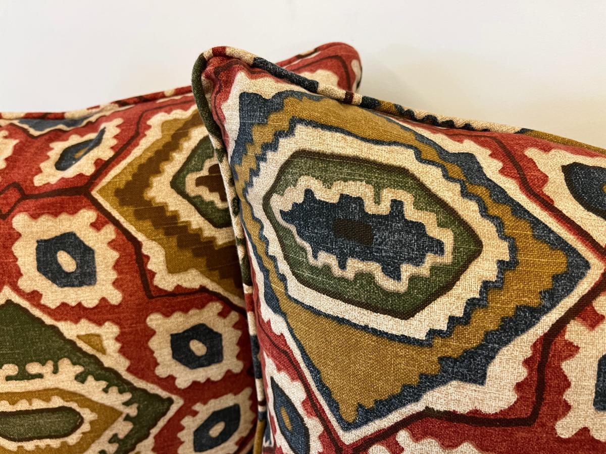 Red Ikat Pillows, Pair