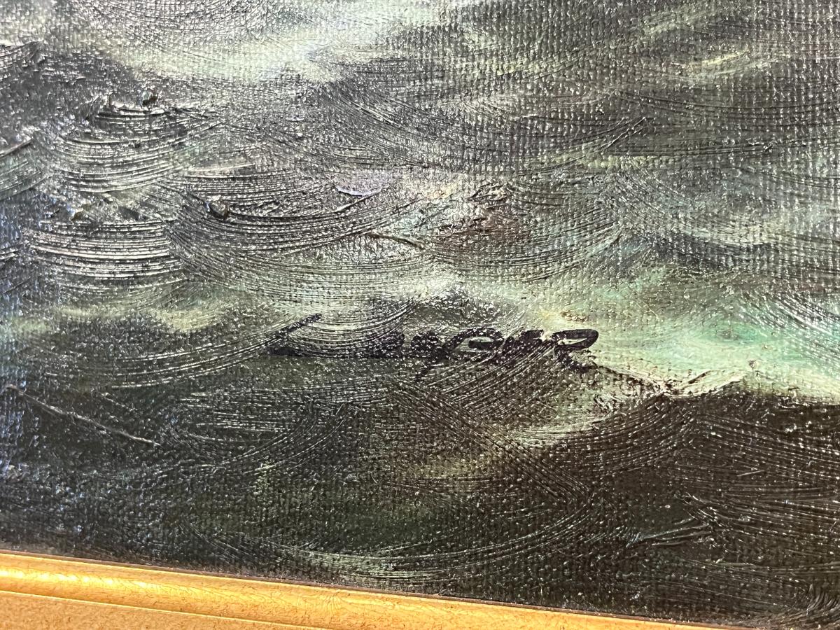 Large 20th-Century Maritime Oil Painting of an American Clipper Ship, Signed Cooper