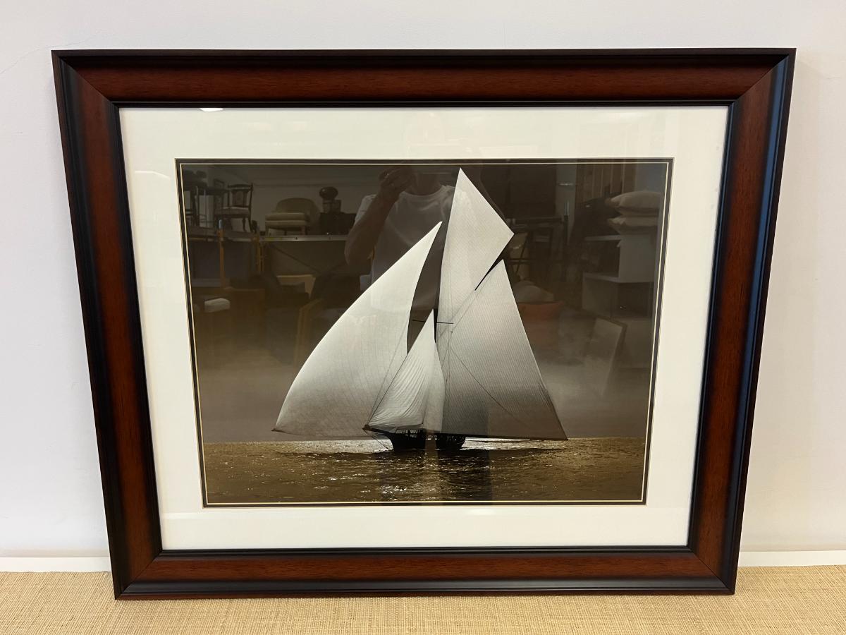 Grand-Scale Gilded Age Framed Yacht Art Prints from Adrien Linford, Set of 4
