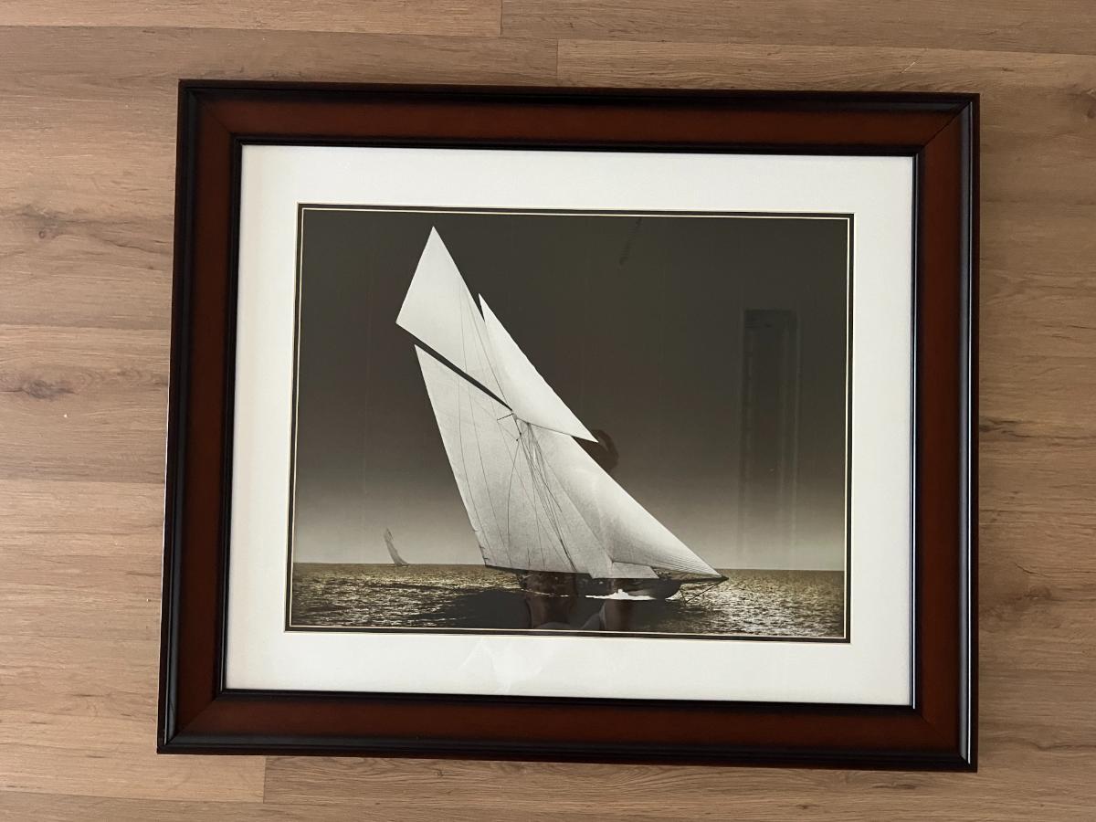 Grand-Scale Gilded Age Framed Yacht Art Prints from Adrien Linford, Set of 4