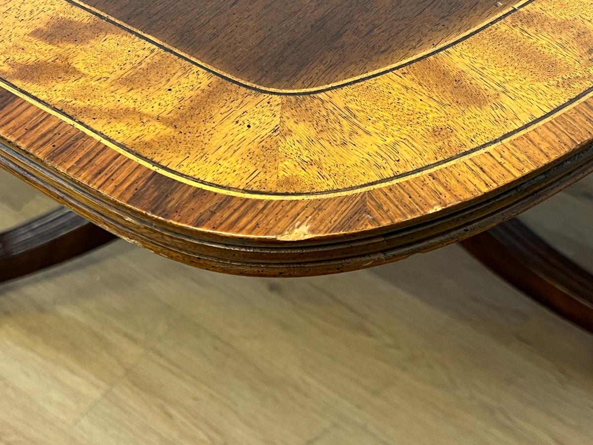 Vintage Henredon Aston Court Banded Mahogany Double Pedestal Dining Table