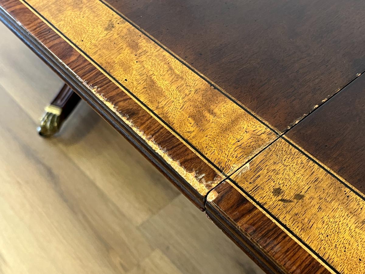 Vintage Henredon Aston Court Banded Mahogany Double Pedestal Dining Table