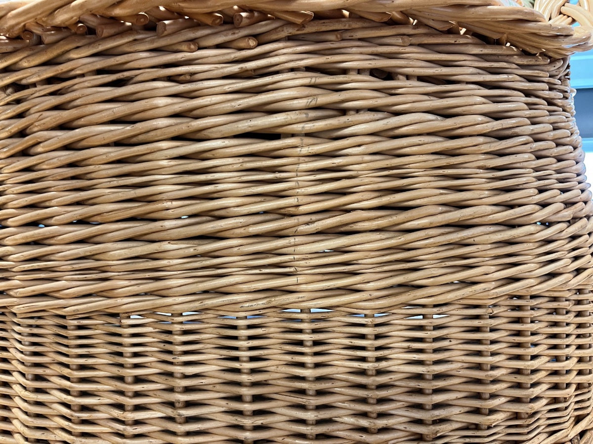Wicker Tub Chair with Custom Cushion in Lee Jofa Hollyhock