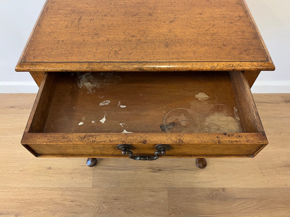 Vintage English Queen Anne Pad Foot Lowboy Side Table