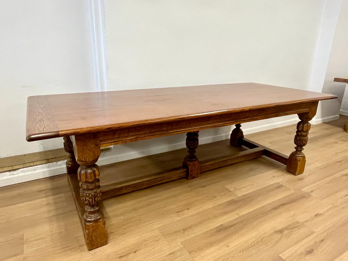 Antique Oak Refectory Table with Carved Legs
