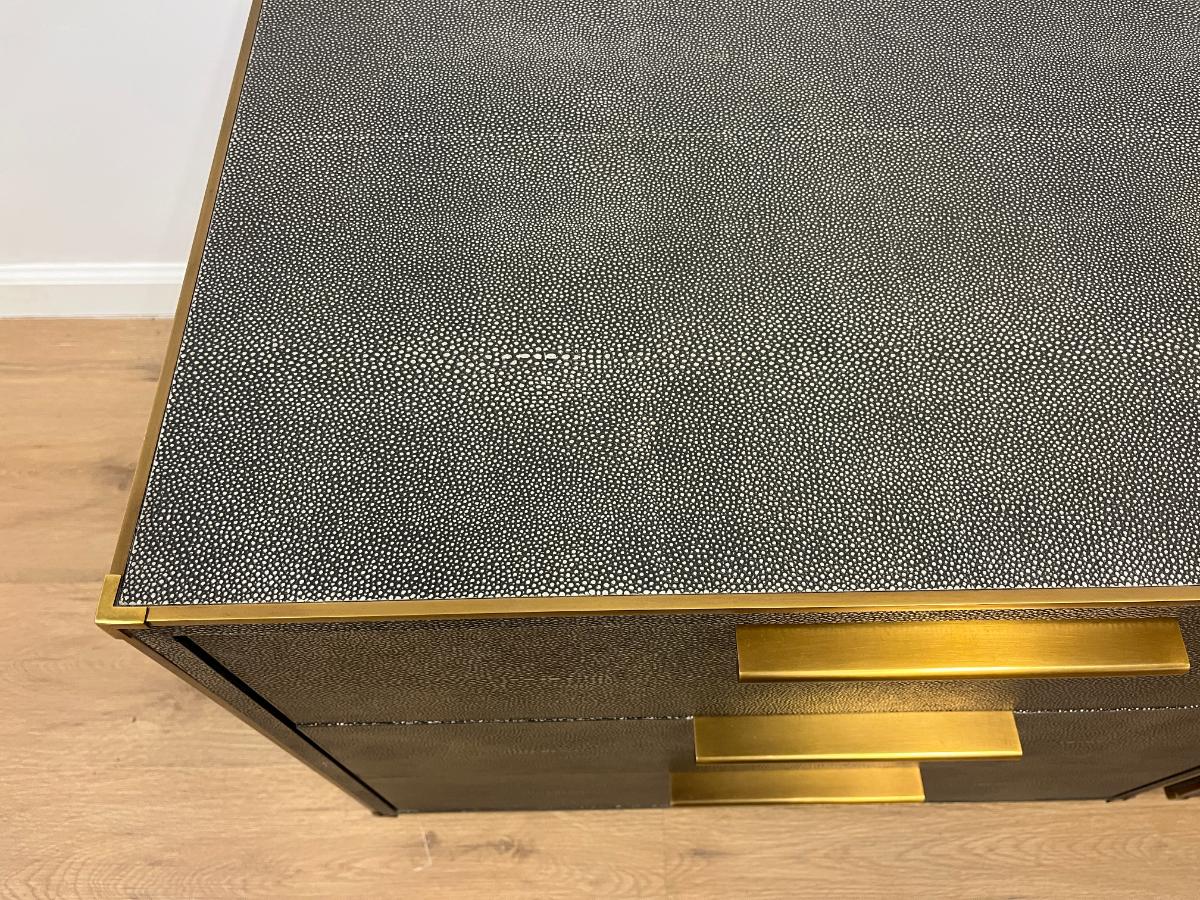 Restoration Hardware Gray Saunderson Shagreen Nightstands, Pair