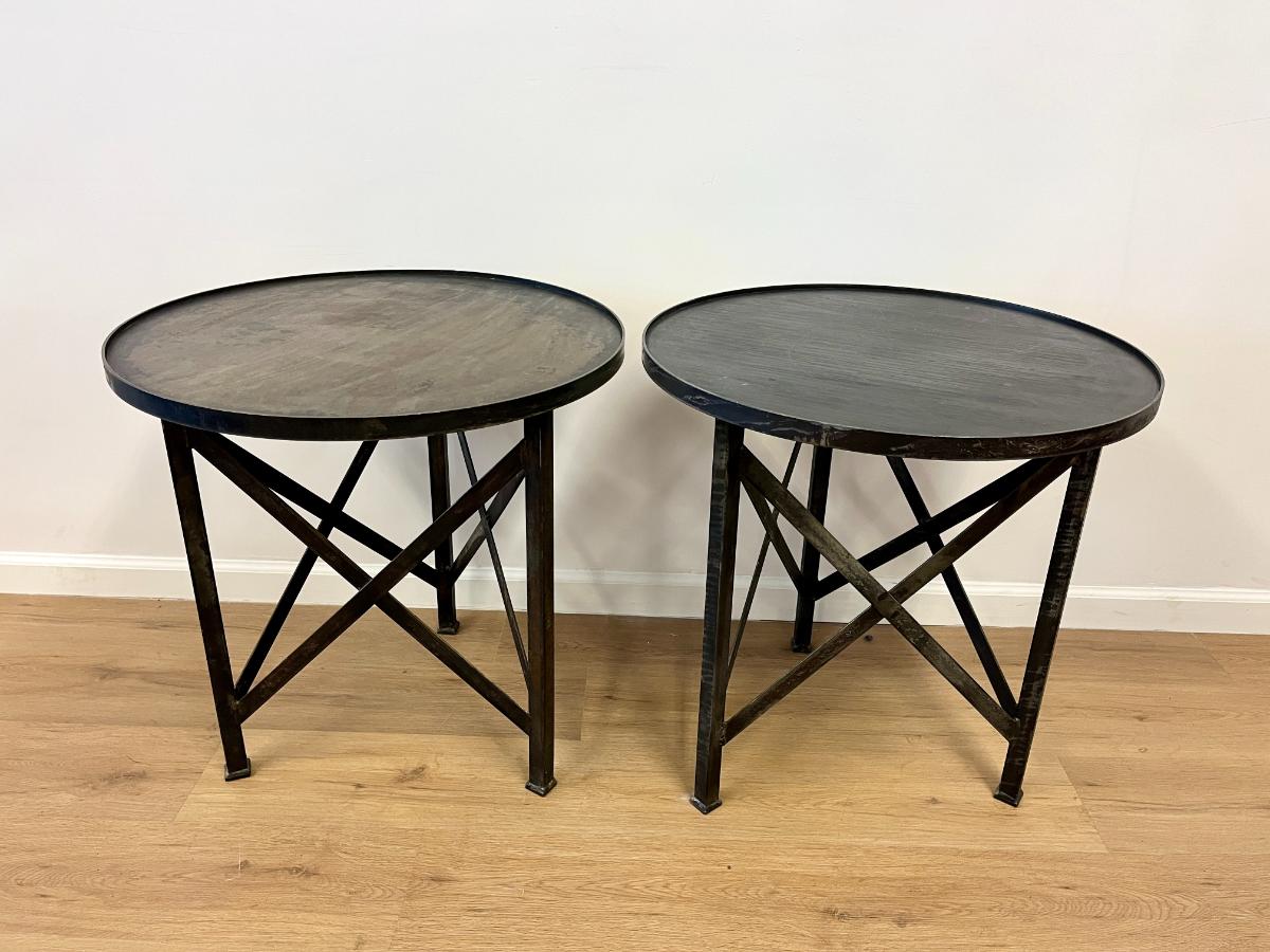 Round Steel Side Tables from Lillian August, Pair