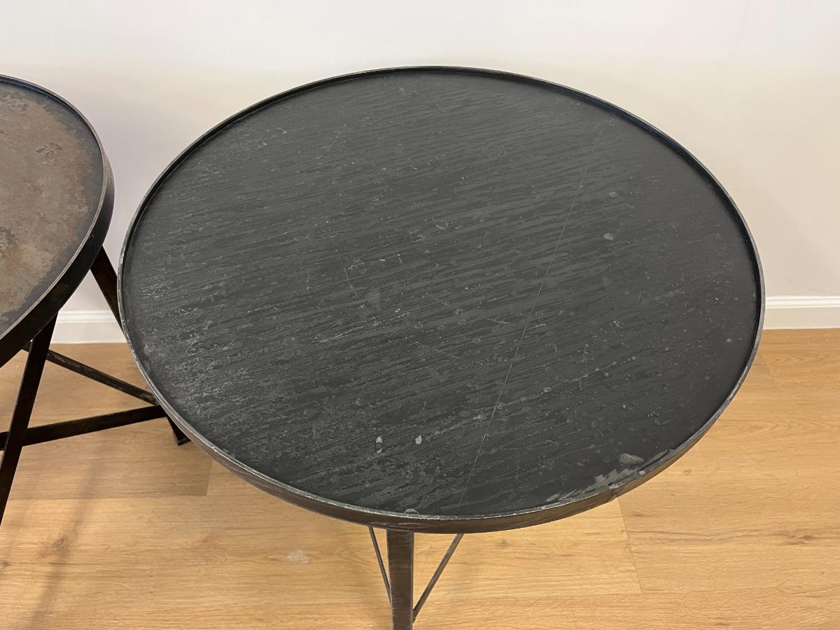 Round Steel Side Tables from Lillian August, Pair