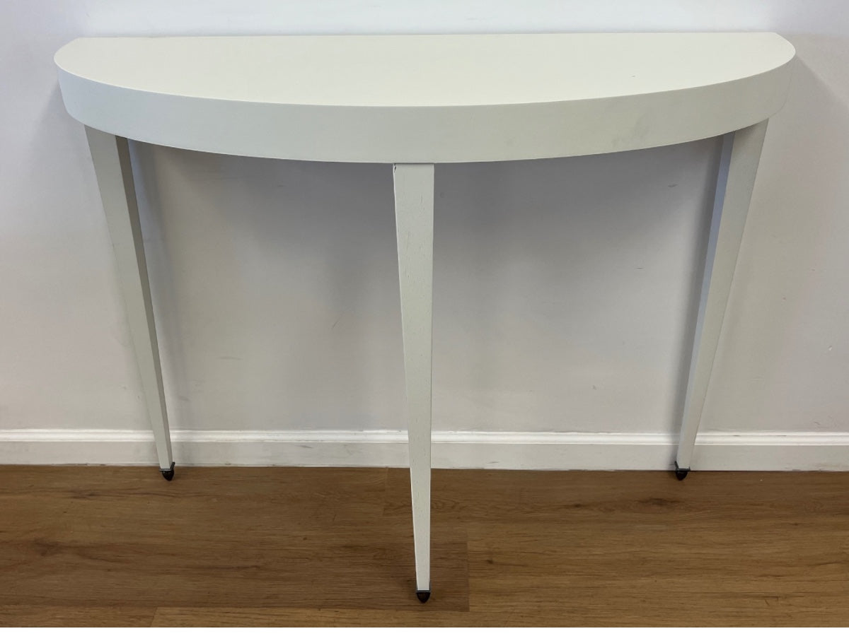 White Demilune Console Table