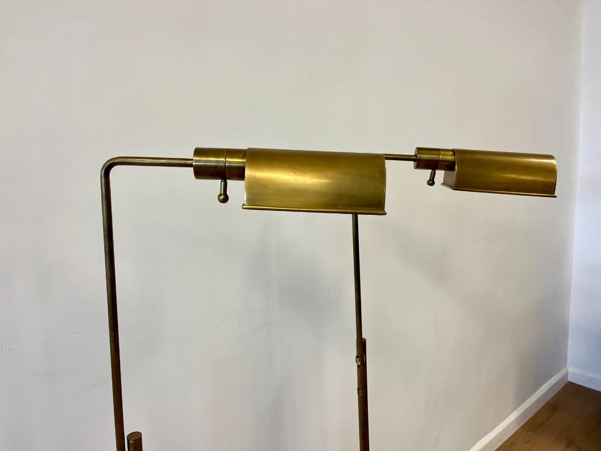 Brass Swing Arm Floor Lamps, Pair