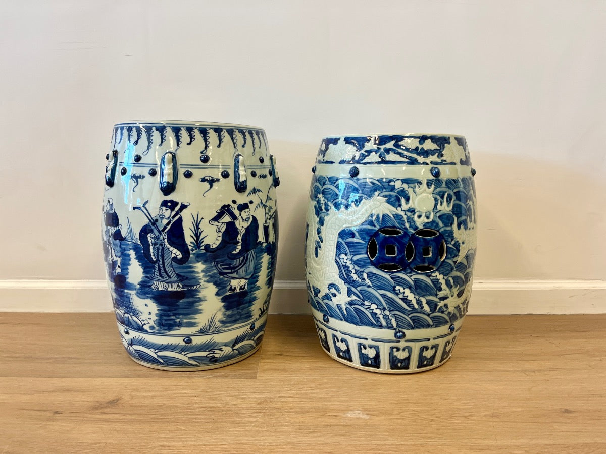 Blue and White Garden Stools