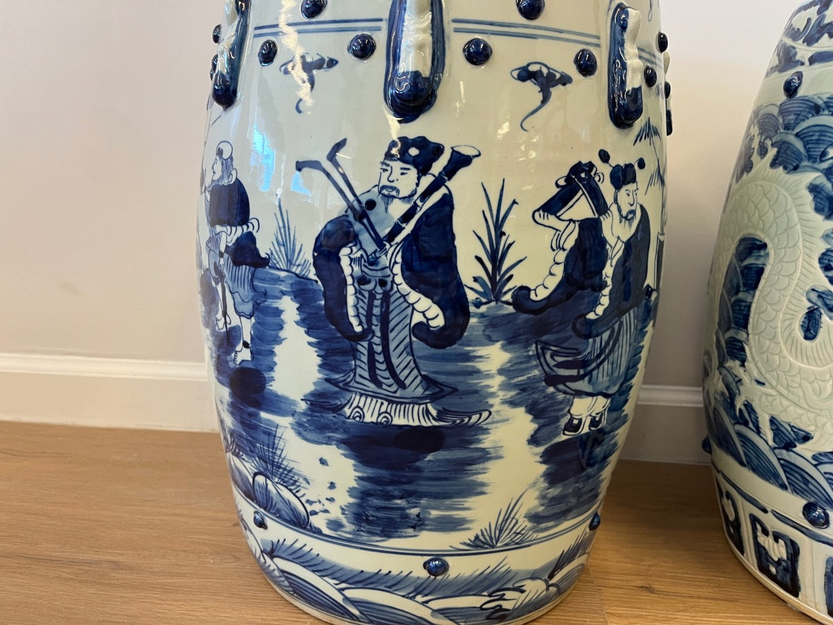 Blue and White Garden Stools