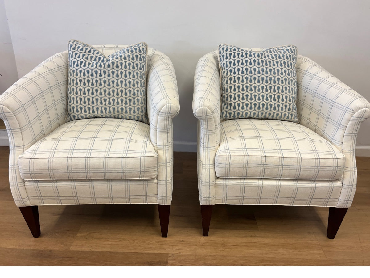 Hickory Chair Albert Chairs in Custom Fritz Porter Fabric, Pair