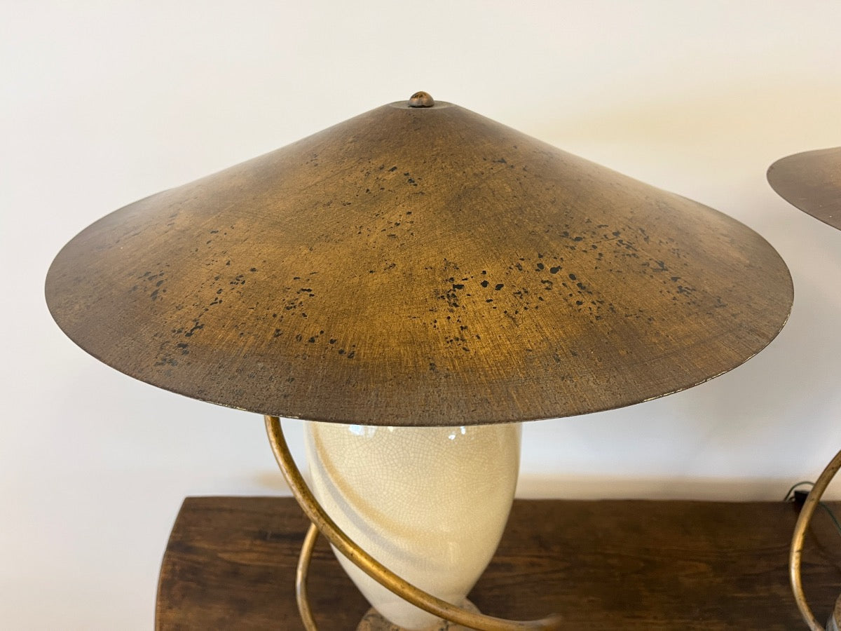 Vintage “Swing” Table Lamps with Metal Shades, Pair