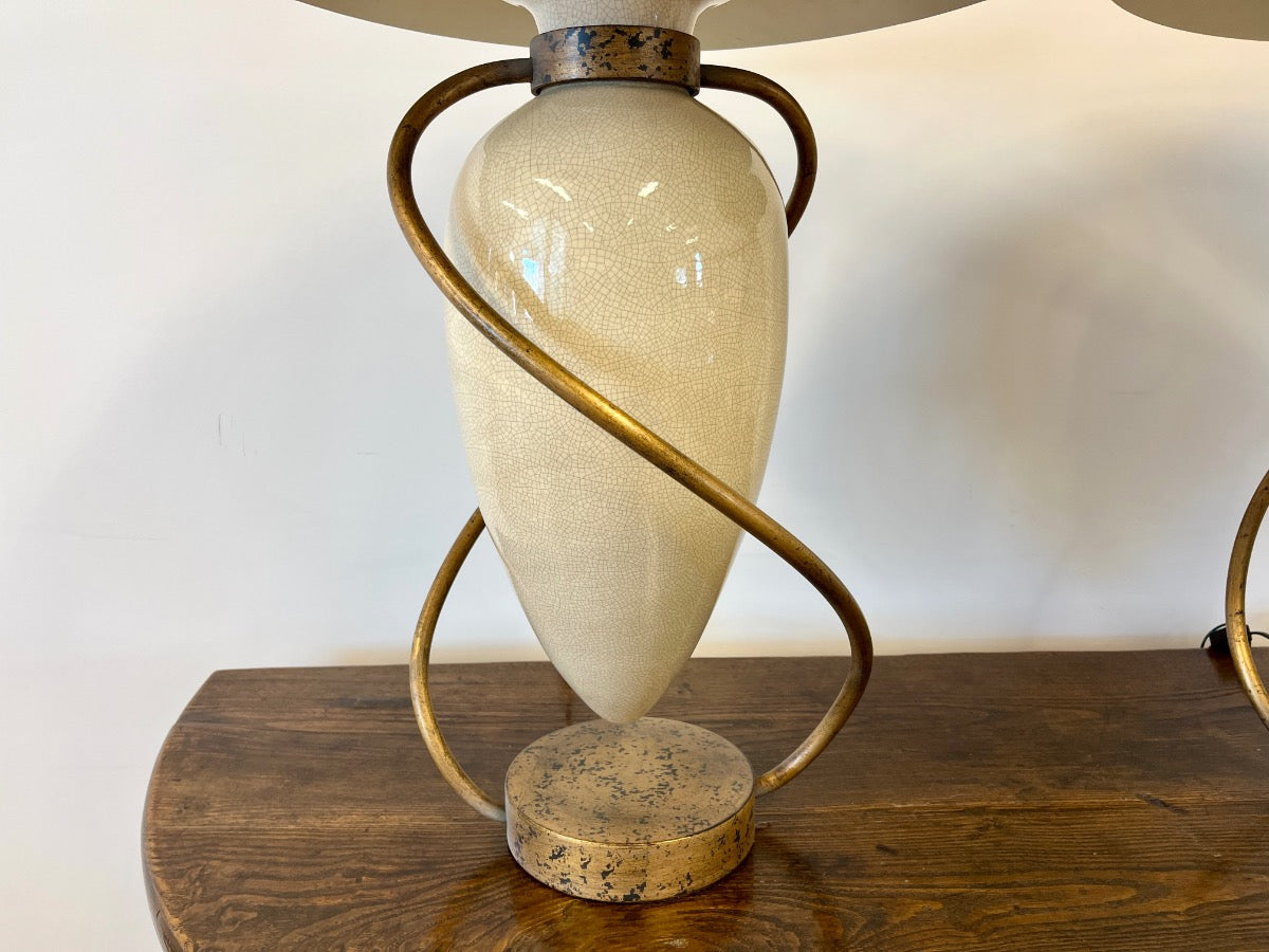 Vintage “Swing” Table Lamps with Metal Shades, Pair