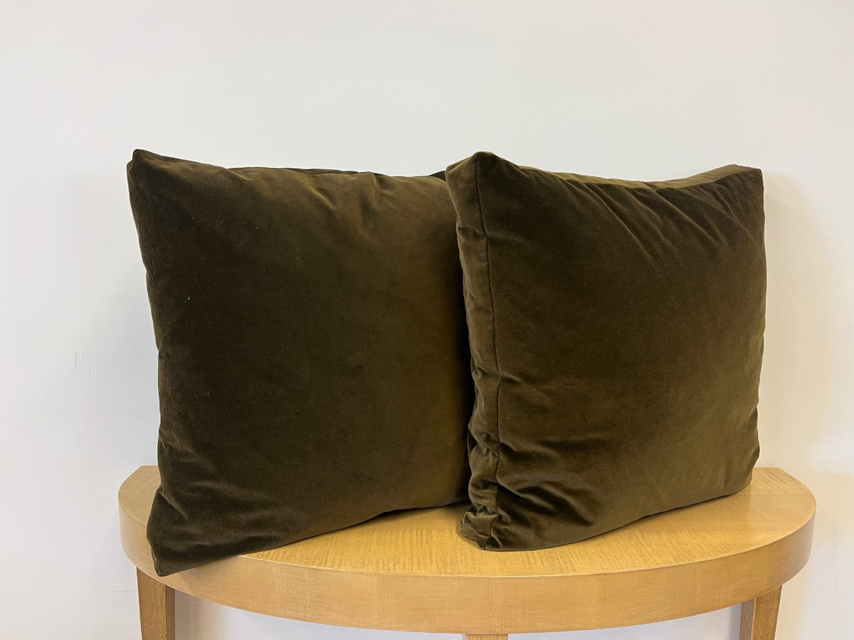 Dark Brown Velvet Pillows, Pair
