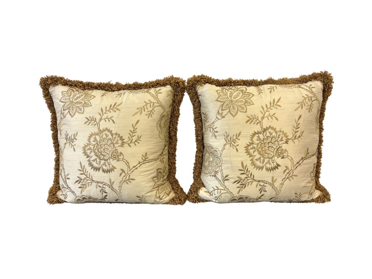 Floral Embroidered Pillows with Fringe, Pair (2 of 2)