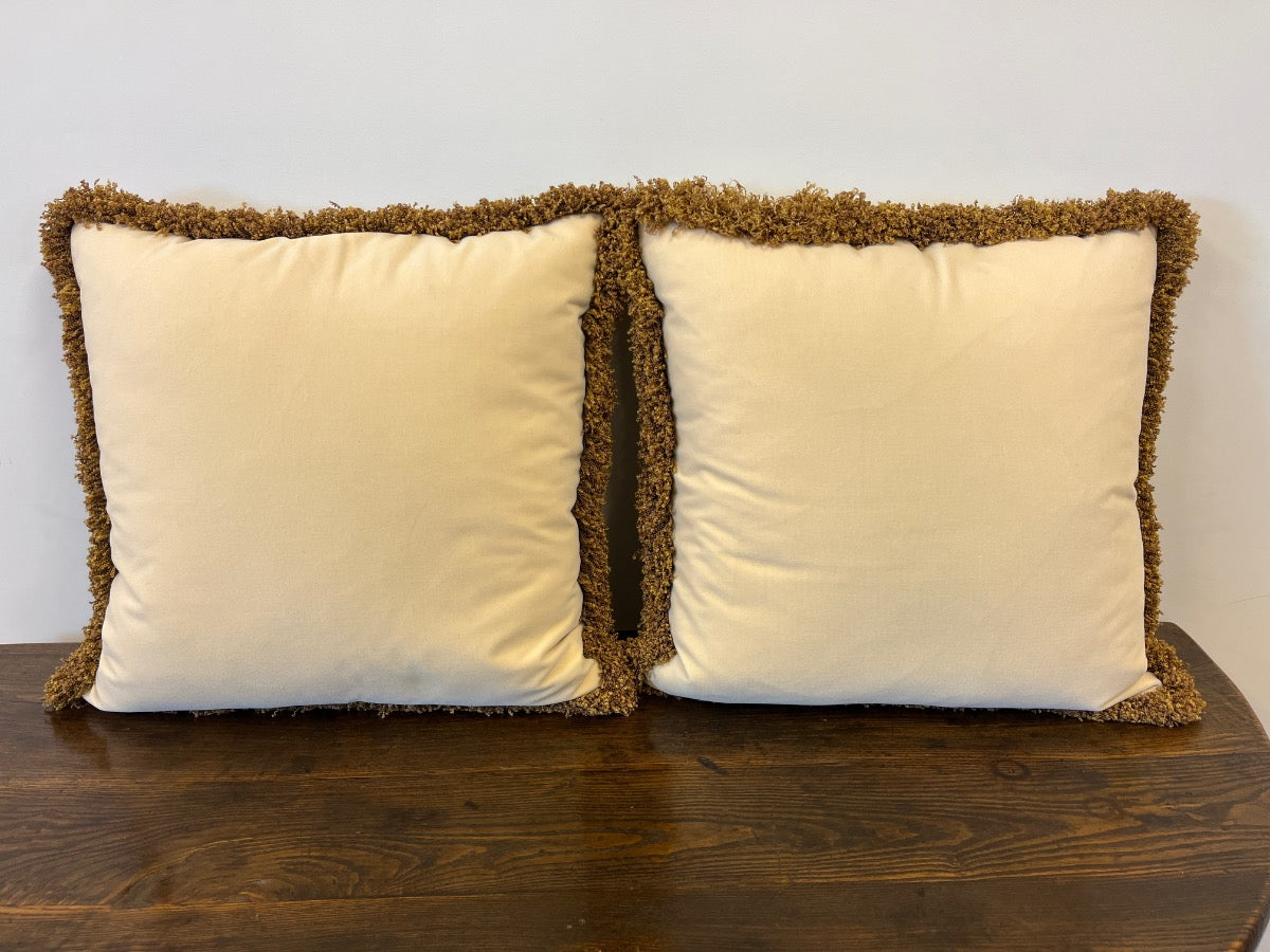 Floral Embroidered Pillows with Fringe, Pair (1 of 2)