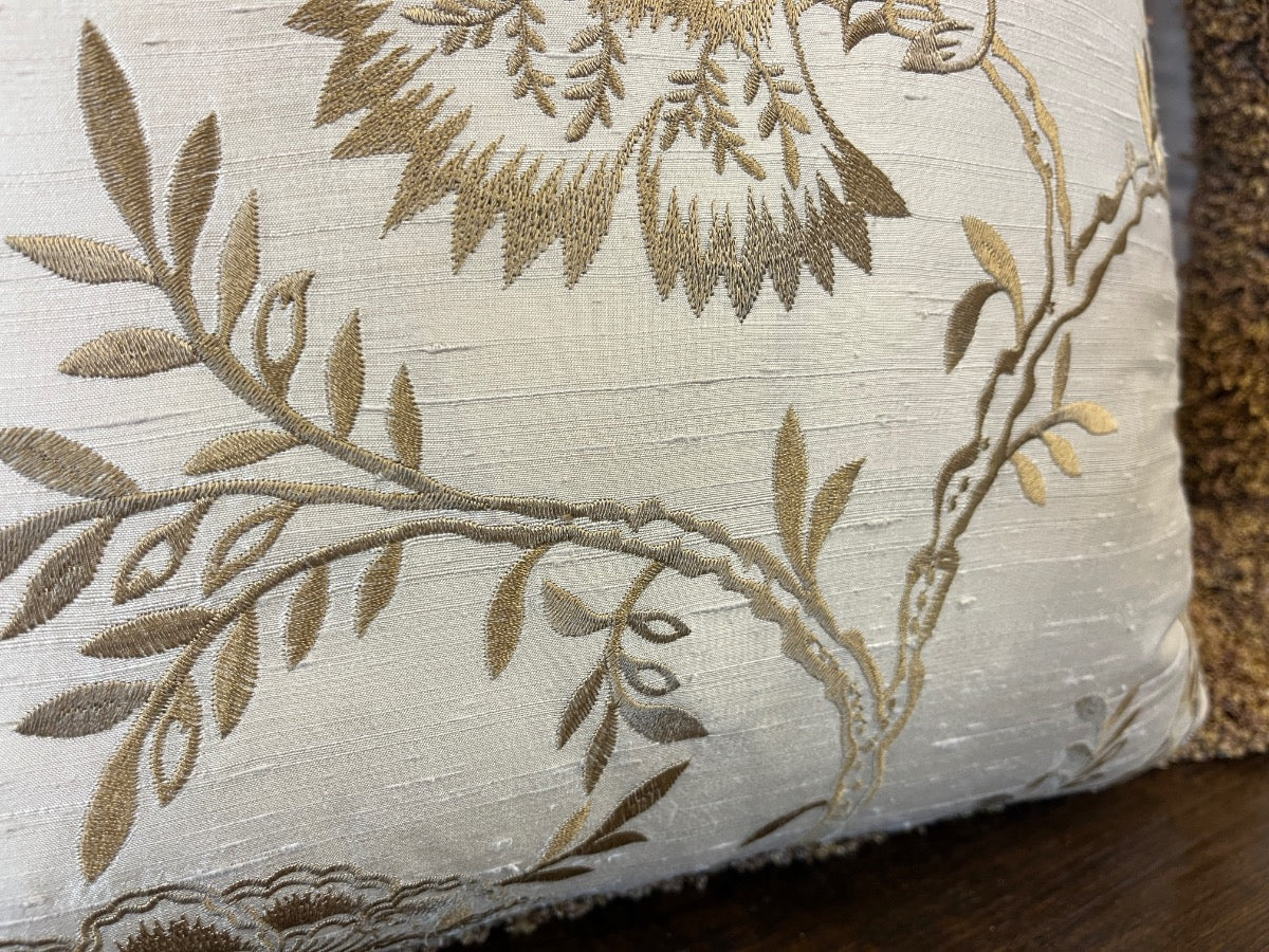 Floral Embroidered Pillows with Fringe, Pair (1 of 2)